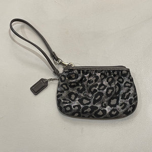 COACH Silver & Black Madison Ocelot Leopard Print Wristlet