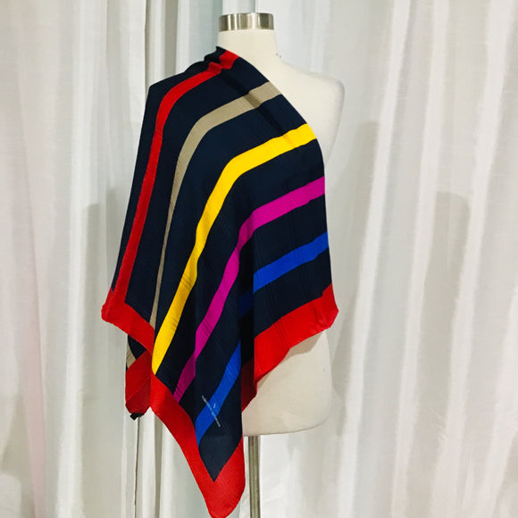 VALENTINO GARAVANI Silk Multi-Color Striped Scarf