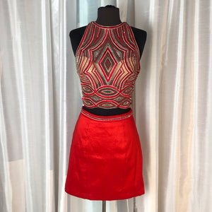 MORI LEE  Red Short Two Piece Size 6