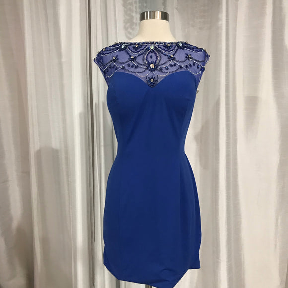 ENVIOUS Royal Blue Sheath Dress With Embellishment Size 16