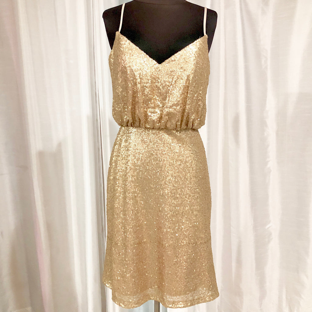 BARI JAY Short Gold Sequin Dress Size 6