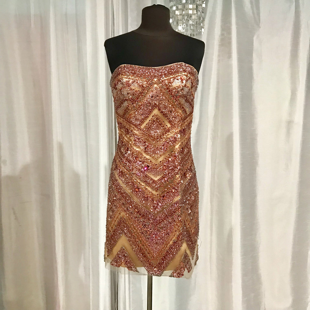 SHERRI HILL 1956 Ruby Strapless Embellished Short Dress Size 6