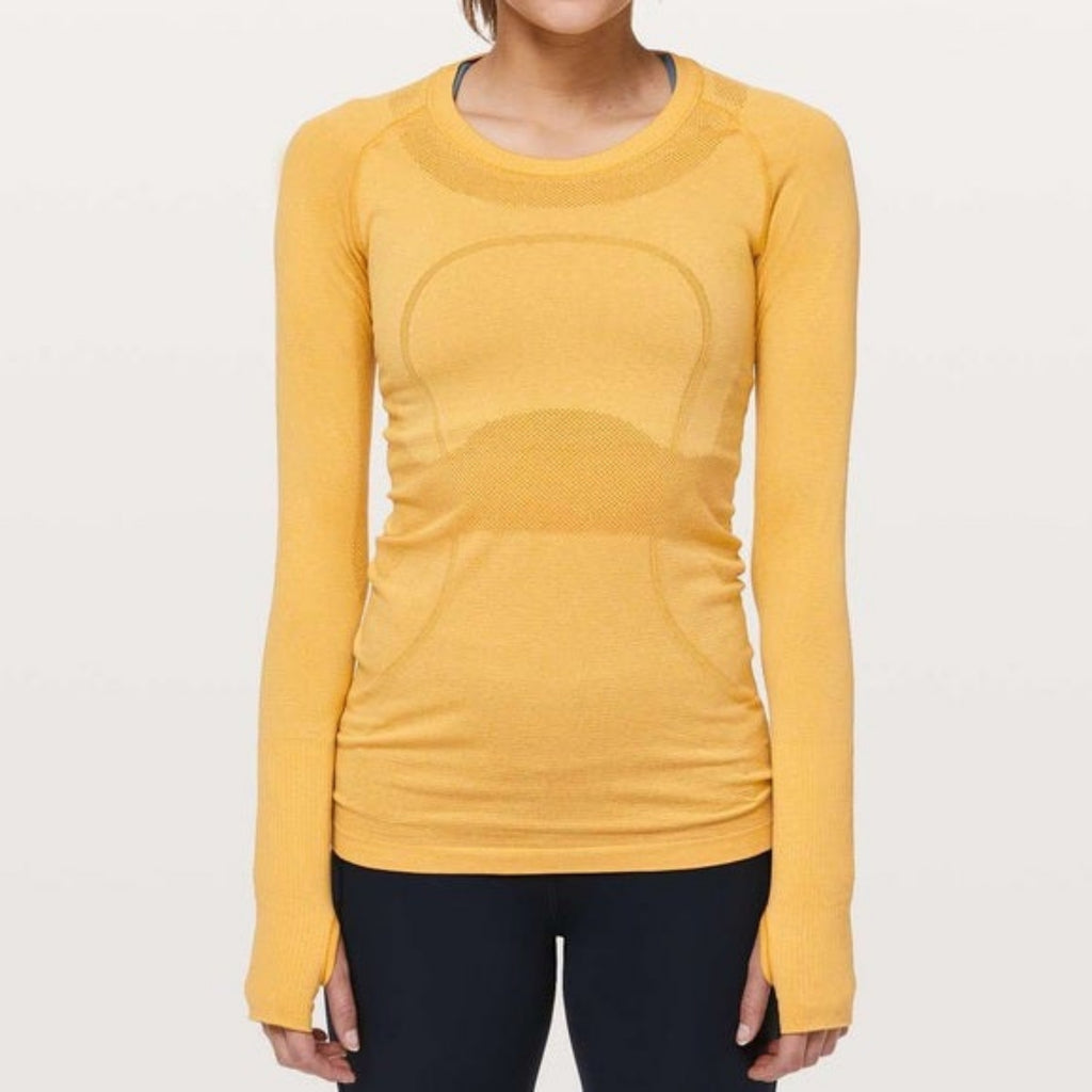 LULULEMON Honey Lemon Swiftly Tech Long Sleeve Crew Shirt Top Size