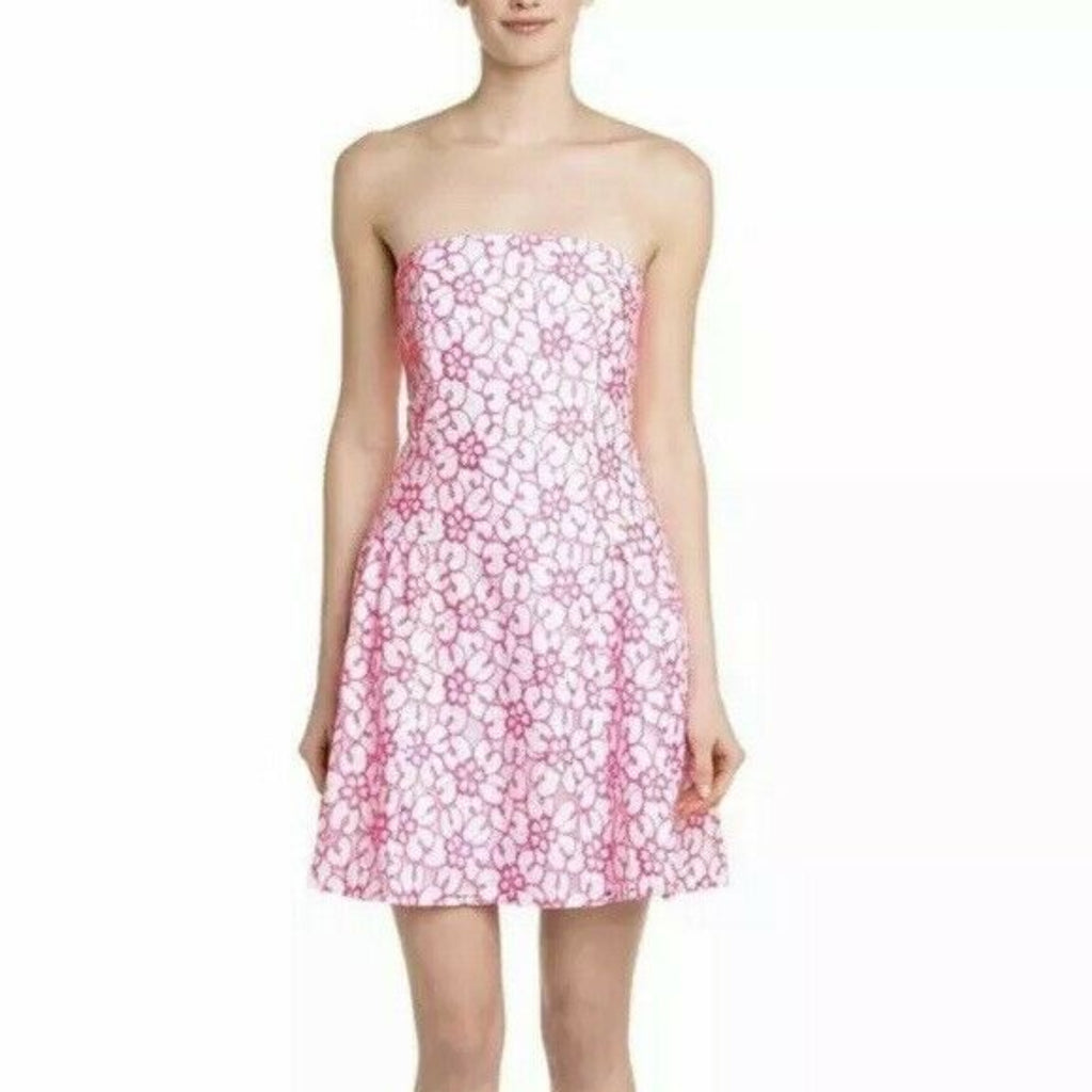 LILLY PULITZER Fiesta Pink Pique Lace Jordan Mini Strapless Dress Size 6